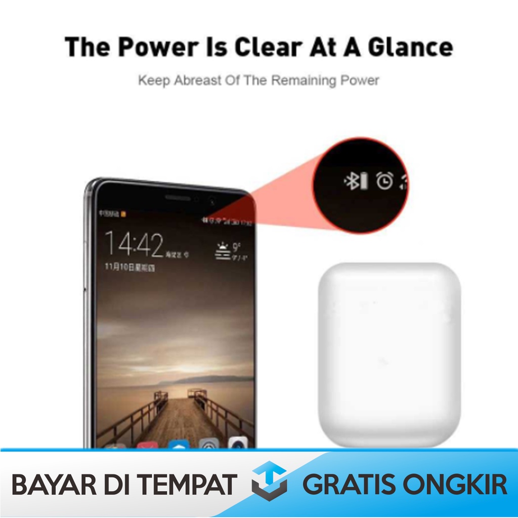 EARPHONE EARPODS BLUETOOTH 5.0 TWS WIRELESS WARNA PUTIH ORIGINAL MURAH