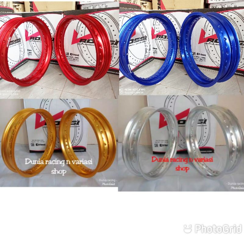 Velg Rossi 300 350 17 Silver Gold Biru Merah Hitam hole 36