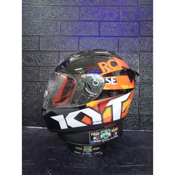 HELM FULLFACE KYT RC7 MOTIF#19 BLACK ORANGE ORIGINAL SNI DOT