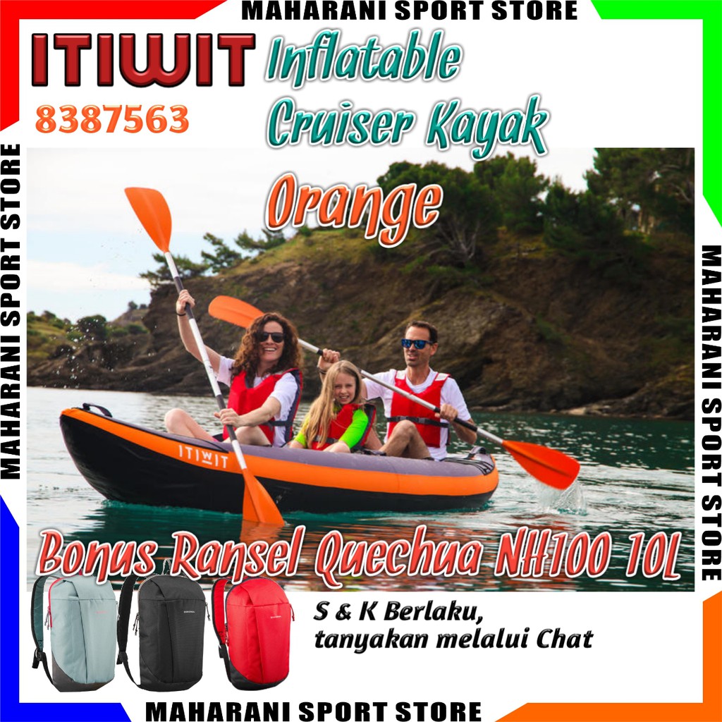 Perahu Kayak Karet ITIWIT INFLATABLE CRUISER KAYAK 2/3 kapasitas 2-3 Orang