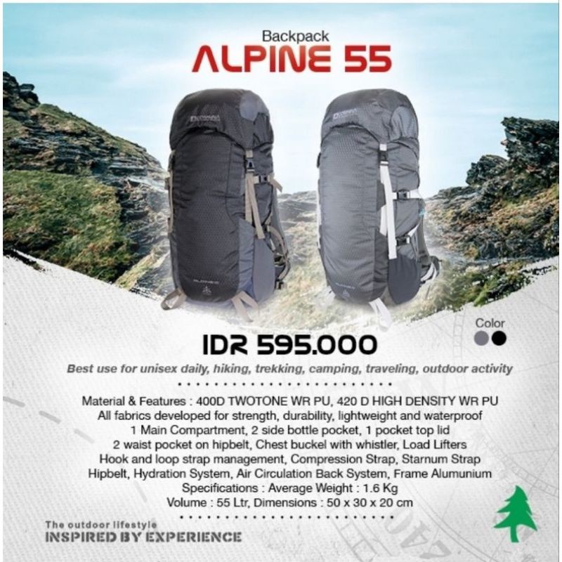 tas gunung carrier consina alpine 55 liter tas keril backpack
