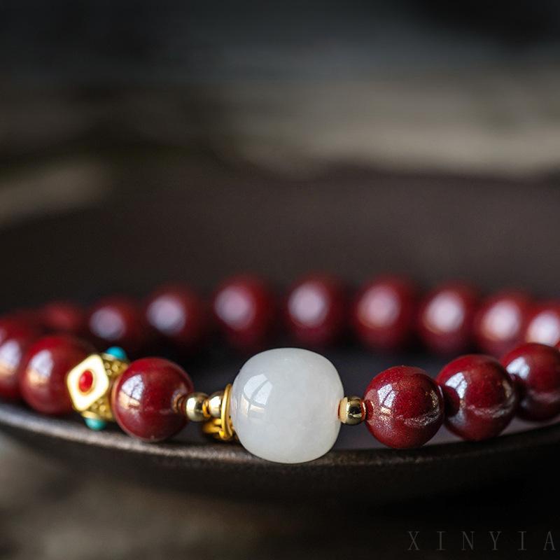 【COD】Gelang Liontin Manik-Manik Cinnabar Gaya Vintage Untuk Pasangan Keberuntungan Warna Merah Untuk Pria Dan Wanita gaya Cina gelang keberuntungan