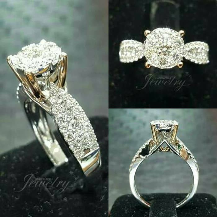Cincin Wanita Kawin Nikah Original Emas Gold 18k Berlian Diamond Eropa Putih Asli DK1478