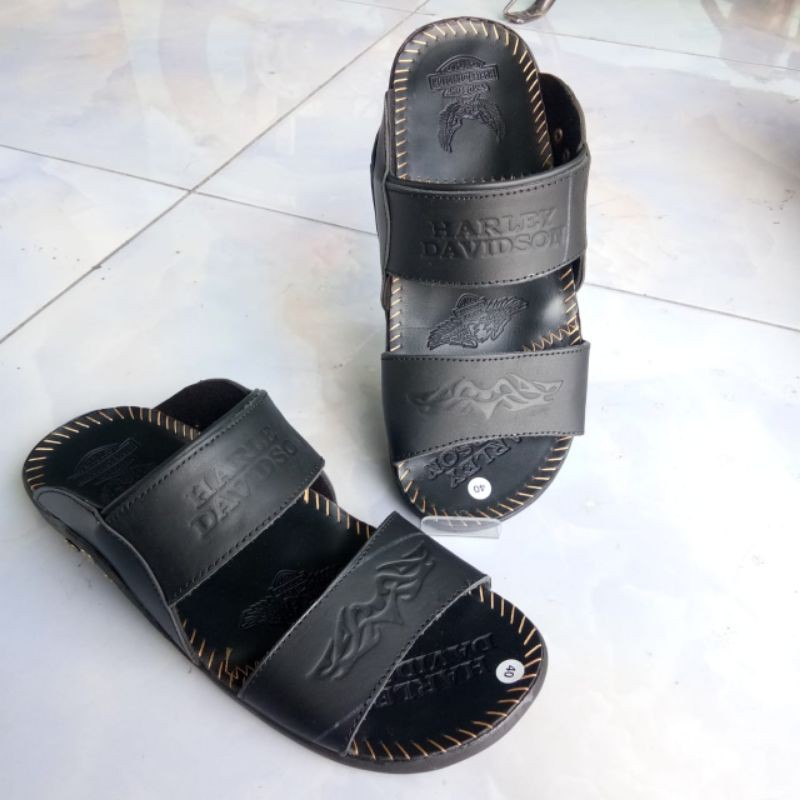 sandal Harley kulit asli ban  2 pria sandal slip kulit asli