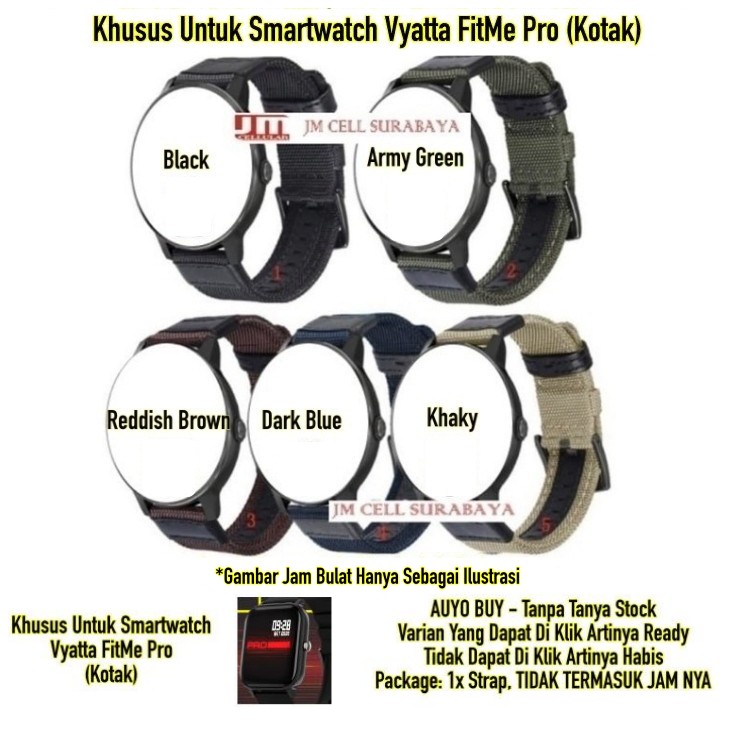 Tali Jam Watch Strap Vyatta FitMe Pro (Kotak) - Woven Nylon Kanvas