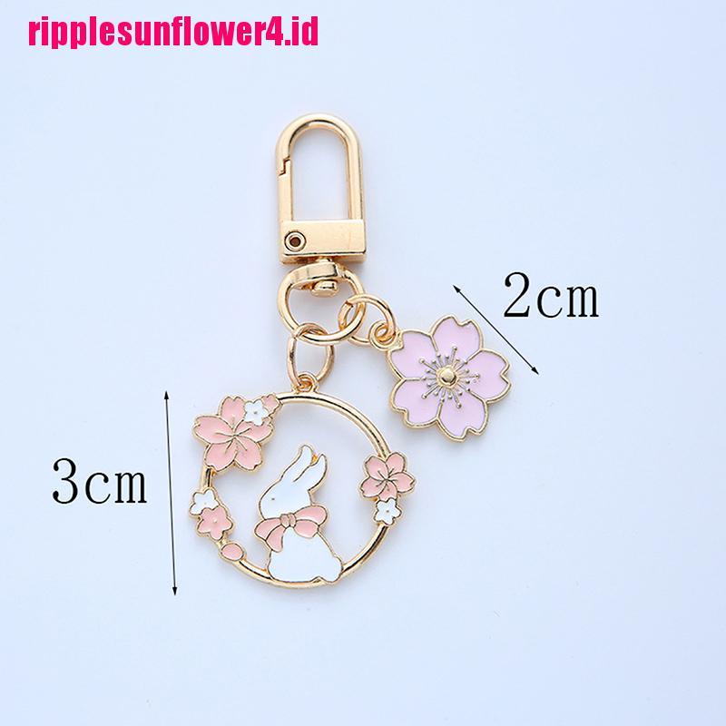 Charms C Kalung Rantai Dengan Liontin Kartun Kelinci / Kucing / Bunga Sakura Untuk Wanita