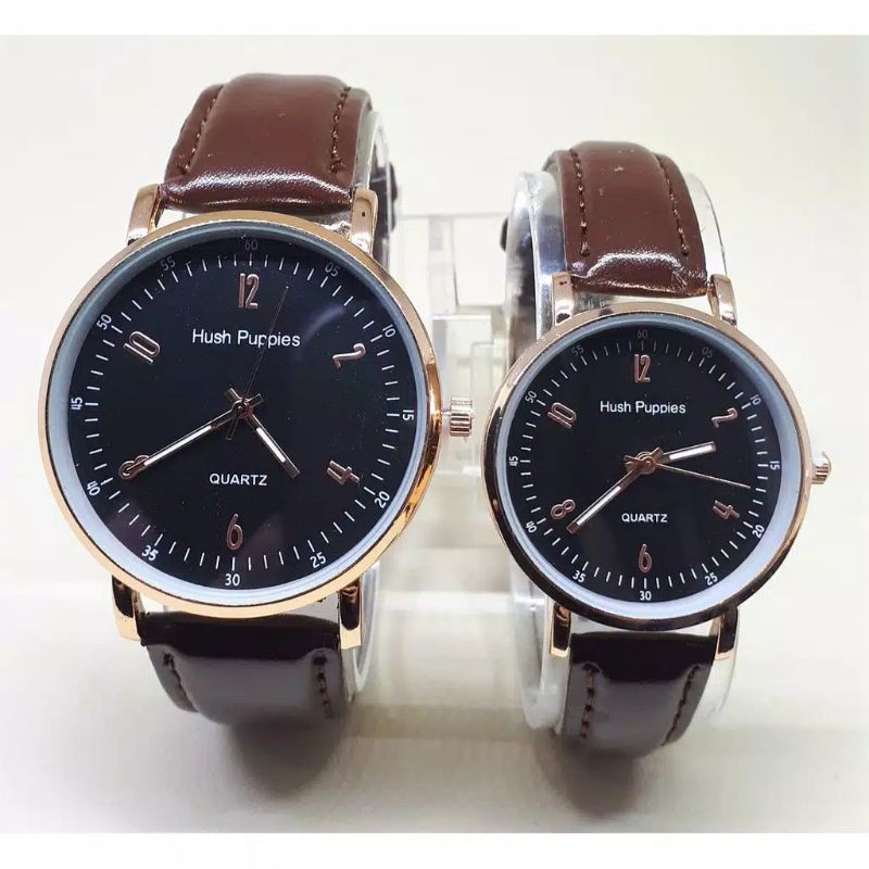 (VS) JAM TANGAN COUPLE HUSH PUPPIES PRIA WANITA KULIT LEATHER MURAH GROSIR IMPORT JF025
