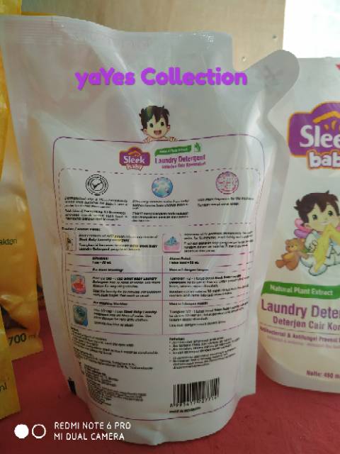 Sleek baby Laundry refill cair 450ml cuci baju Pakaian Khusus baby detergent deterjen refil loundry bayi