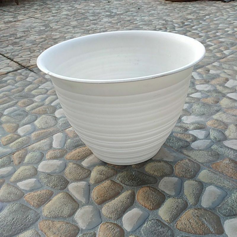  POT  KEONG MADU 25 CM PUTIH MOTIF TAWON BERLUBANG GROSIR  