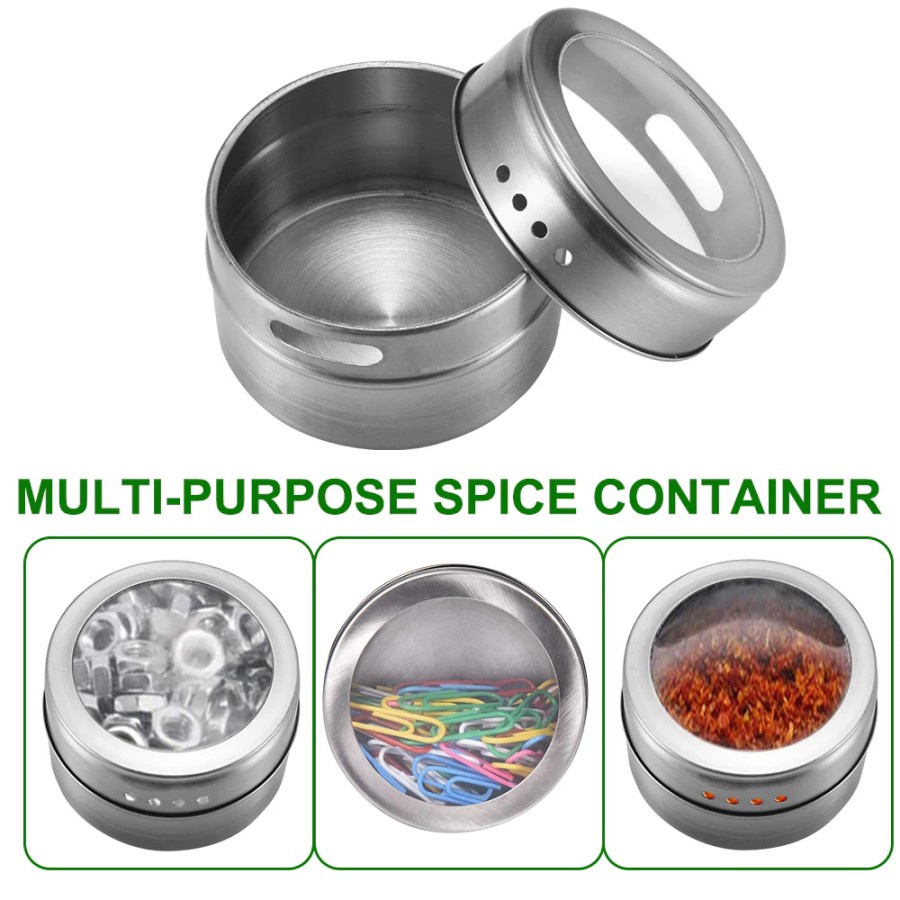 Leten Tempat Bumbu Makanan Magnetic Spice Jar Storage Container