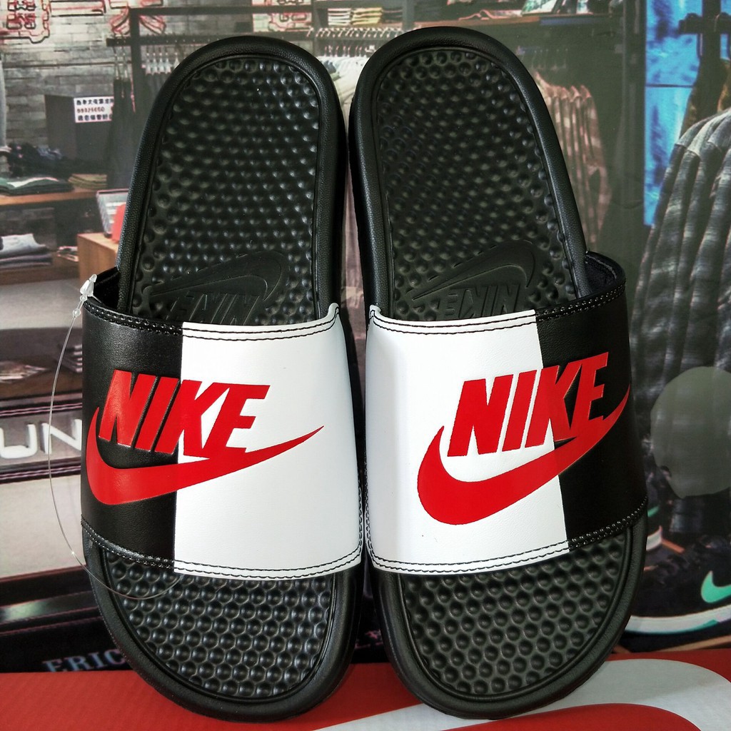 NIKE SANDAL PRIA WANITA SLIP ON HITAM PUTIH SENDAL
