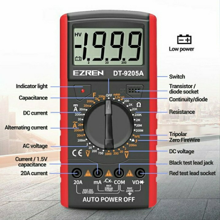 EZREN DT-9205A MULTIMETER AVOMETER MULTITESTER DIGITAL AC / DC