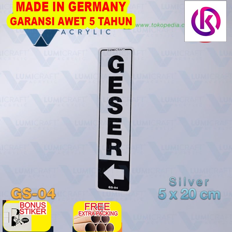 

Promo Geser Kiri Sign Acrylic Silver - Vertikal 5 x 20 cm | GS-04