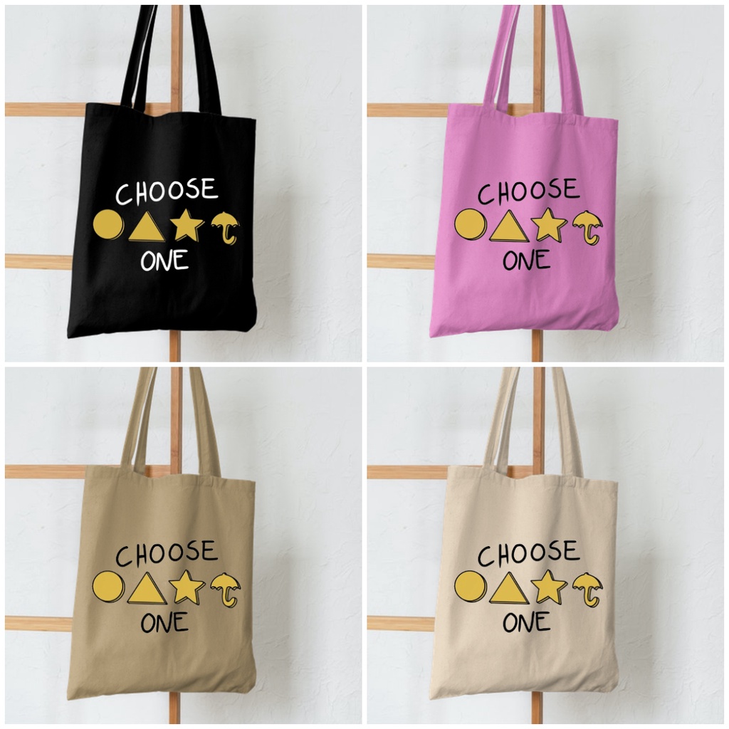 1.1 PROMO 2022 TOTE TERBARU RESLETING TOTEBAG SQUIDEGAME TOTEBAG KPOP / TOTE BAG KPOP / KOREA / GOT7 / SEVENTEEN/ IKON/ ANIMAL / SQUID GAME EXO TOTE UKURAN BESAR RESLETING KANVAS WARNA HITAM MARUN NAVY KREM