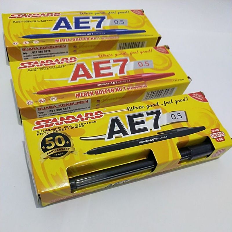

Pulpen STANDARD AE7 0,5 ( Hitam, Biru,Merah)