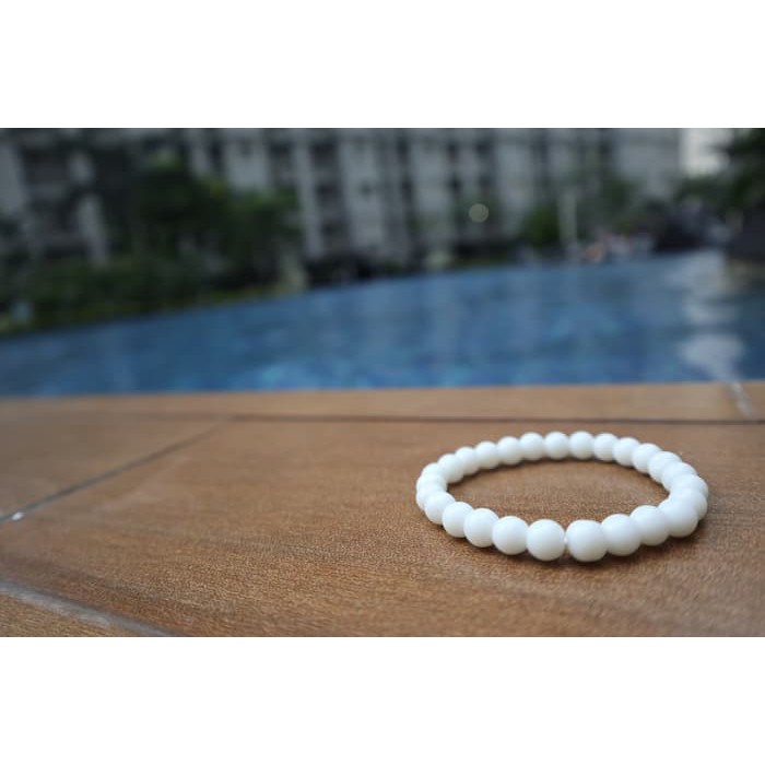 supplier GELANG BATU White Onyx asli alam chakra yoga kesehatan gelangbatu natural