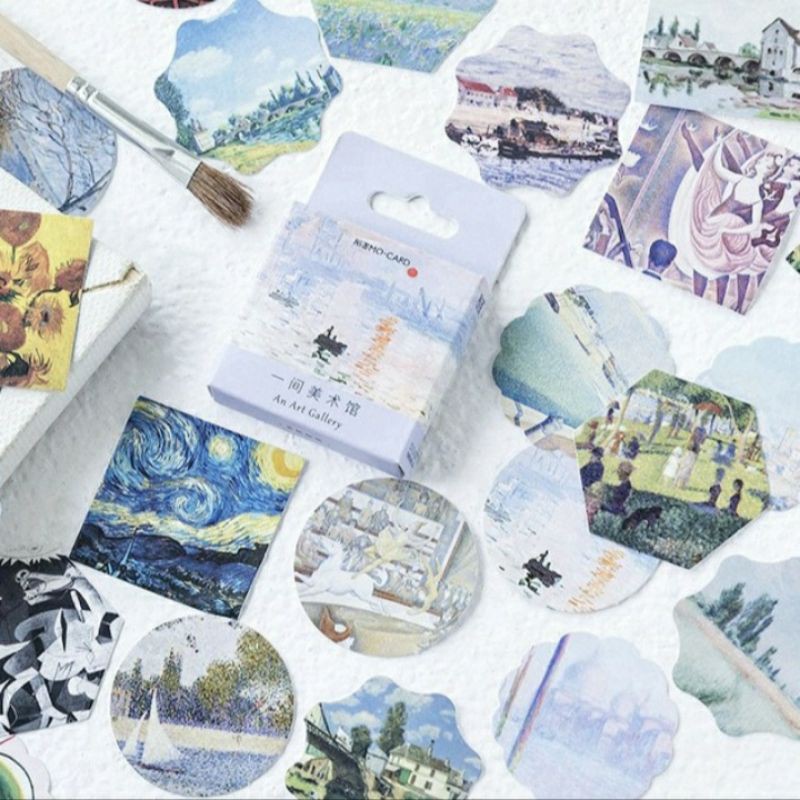 

46 pcs stiker kertas gambar lukisan custom untuk dekorasi scrapbook