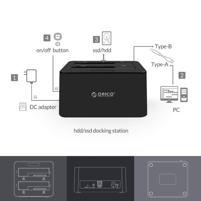 Docking ssd hdd Orico 2 bay 2.5 3.5 Sata usb 3.0 5Gbps 16tb clone offline 6629us3-c - hard disk drive dock 2.5&quot; 3.5&quot; usb3.0