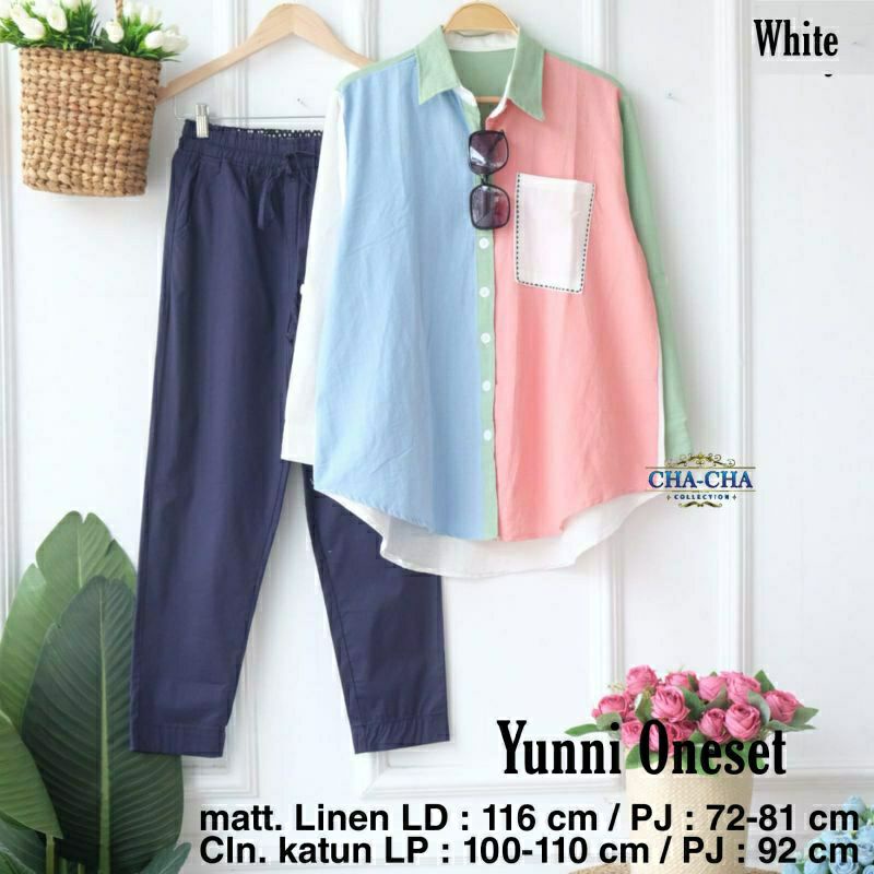 YUNNI ONE SET SETELAN LINEN TERLARIS PICT BY CHACHA SOLO BISA COD