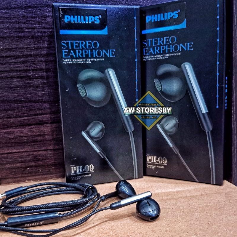 PHILIPS EARPHONE SUPER BASS STEREO HEADSET HD SOUND AUDIO WITH MICROPHONE JACK AUX 3.5mm