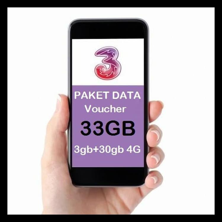 perdana,VOUCHER INTERNET/PAKET DATA INTERNET THREE/3/TRI 33GB 4G TERPERCAYA