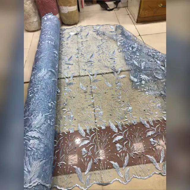 Murah kain bahan tulle akar mutiara/brokat akar mutiara kebaya