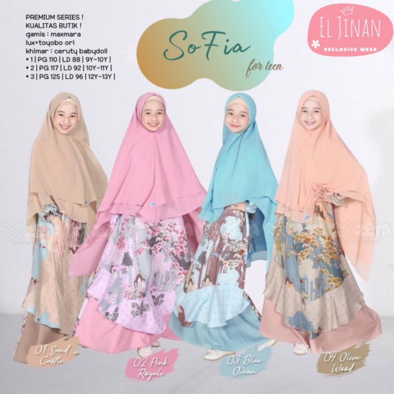 (9AP) sofia syari kids for teen exclusive moslem wear el jinan original paku payung