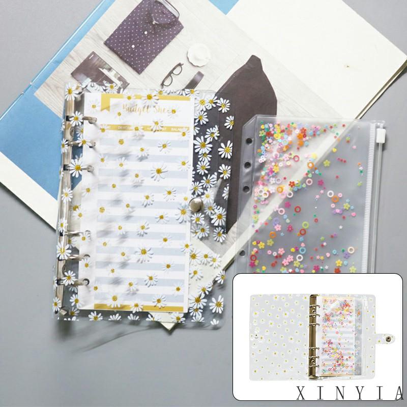 Xia.id Buku Notebook / Catatan / Diary A6 Cover PVC Transparan Motif Bunga Daisy