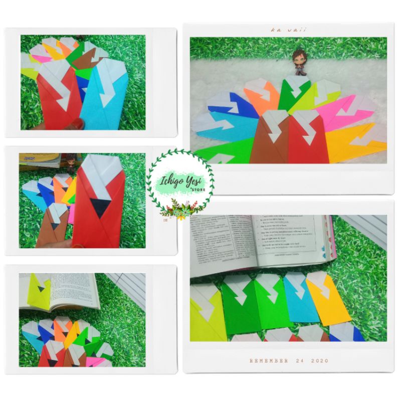 

Pembatas buku/bookmark DIY origami 10 warna -Model Kimono