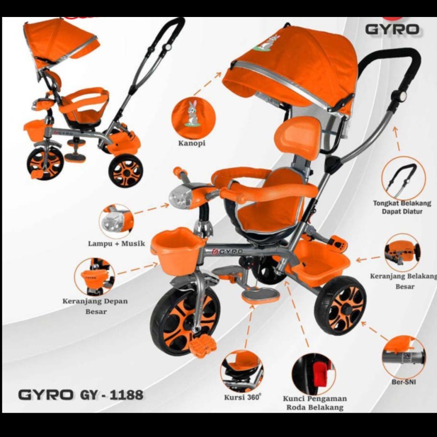 Sepeda Anak - Sepeda Roda Tiga STROLLER GYRO ST GY 1188