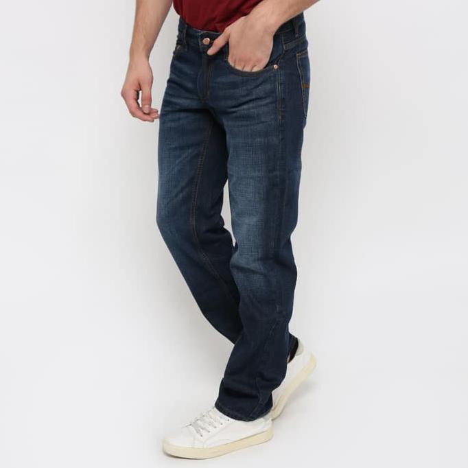 New Product Edwin Celana Jeans Edw 202 Indigo Regular Fit Pria Panjang Biru Jeans - Biru, 33 Free