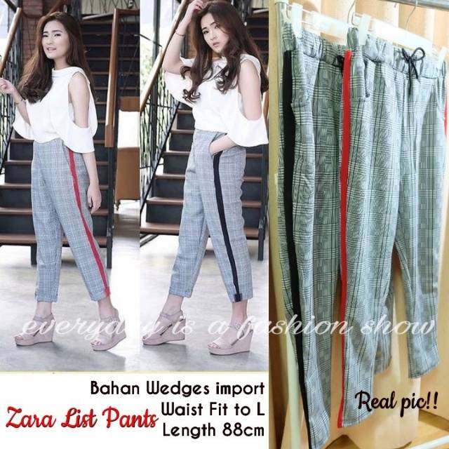 JC NZ Zara List Pants Import / Celana Kotak Zara Wanita list kekinian