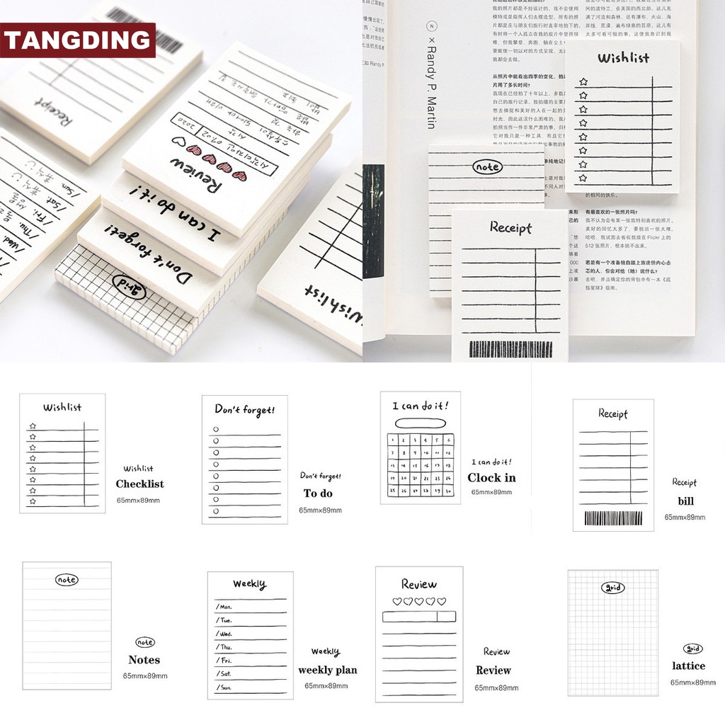 【COD Tangding】50pcs/set Memo Pad Cute Check List Weekly Plan Time Manage Diary Note Memo Paper set journal Stationery