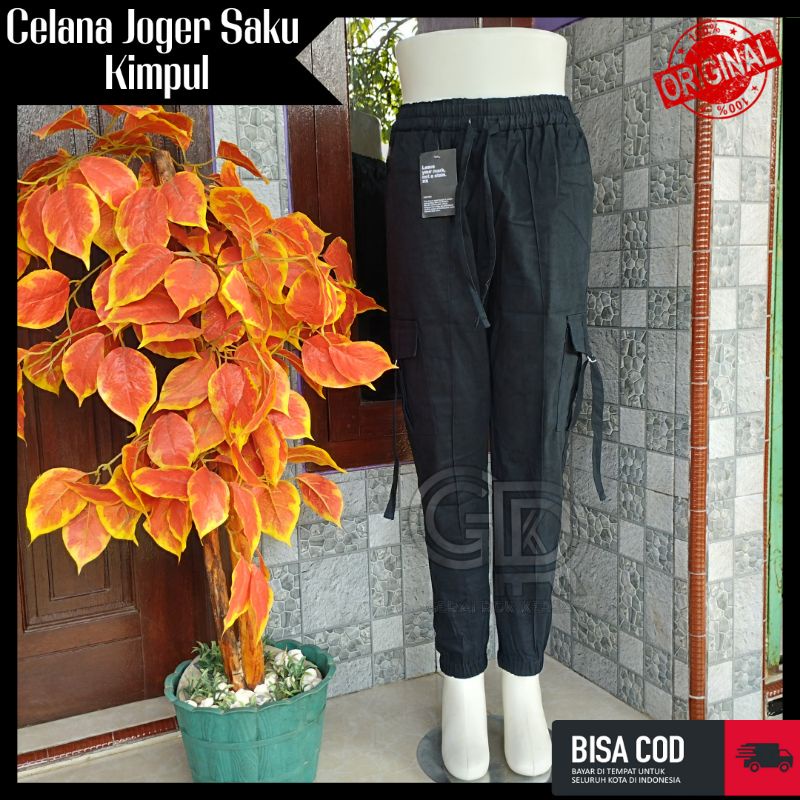 Celana Joger Wanita Celana Cargo Pants Full Karet Celana Pinggang Karet Celana Joger Twill Combed