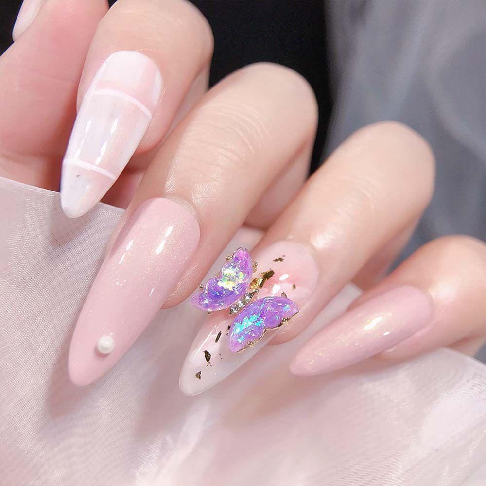 Mxbeauty Kupu-Kupu Kuku Berlian Imitasi Lucu DIY Aurora Warna Manicure Nail Aksesoris Kristal Nail Art Perhiasan