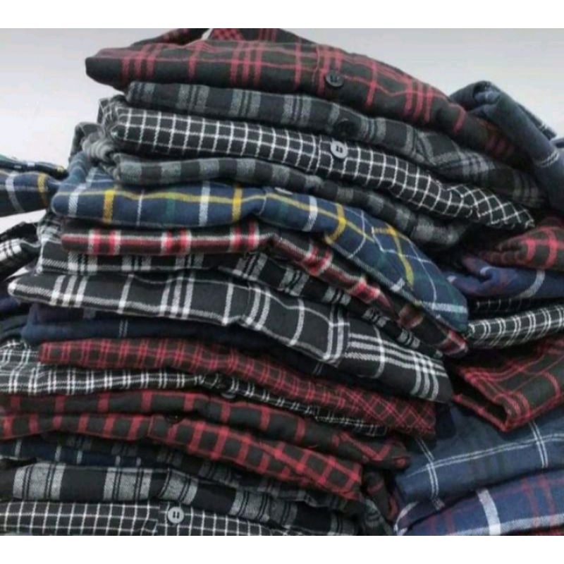 Kemeja Flanel Impor Pria Kualitas Premium Lengan Panjang Unisex Hem Flannel Baju Flanel Pria Wanita Motif Kotak Kotak