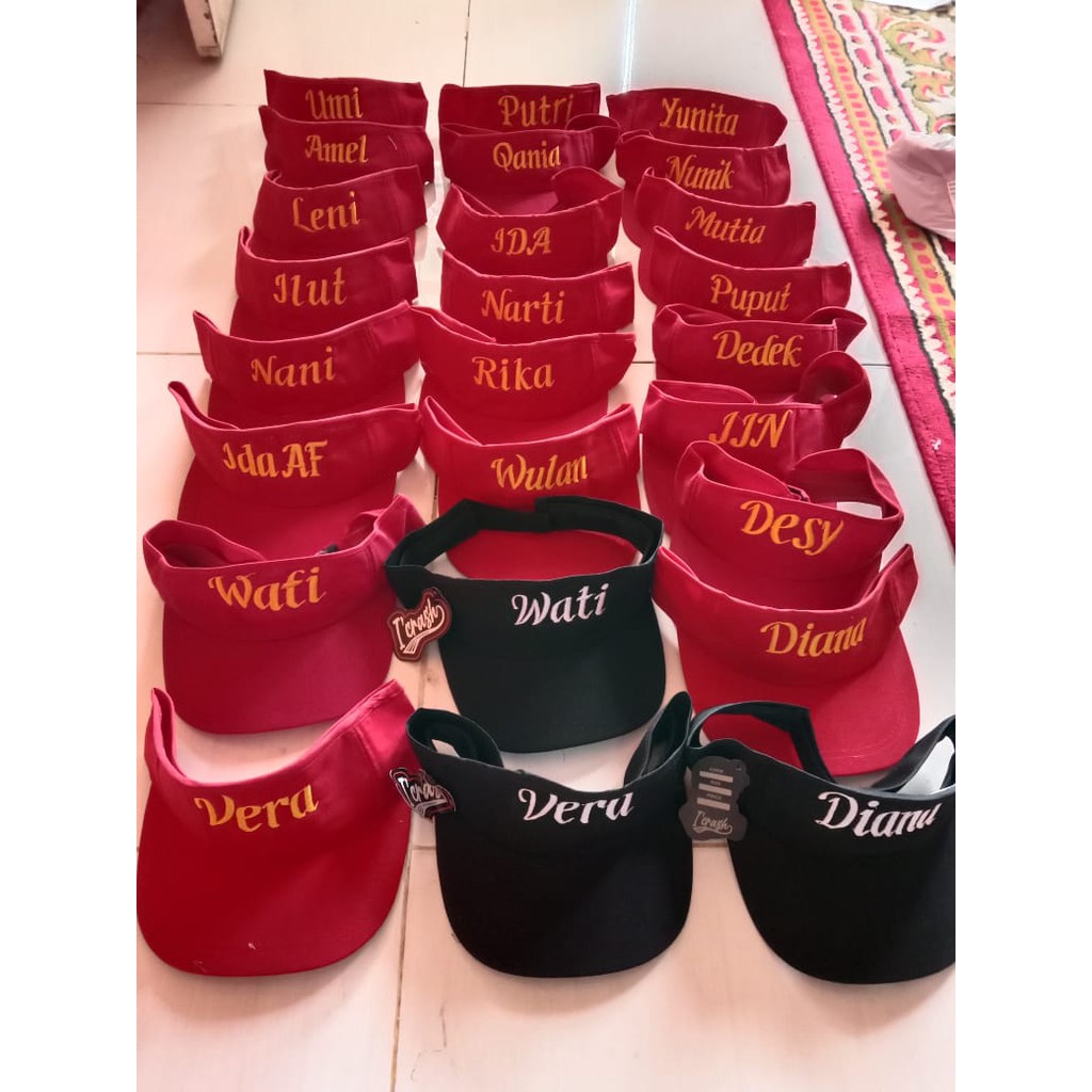 topi senam / caddy/ golf bordir nama