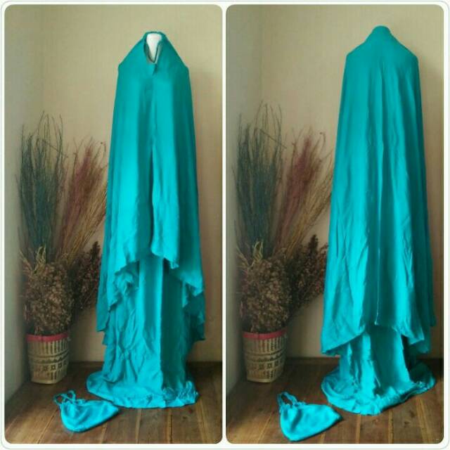 MUKENA BALI JUMBO POLOS BIRU TOSCA