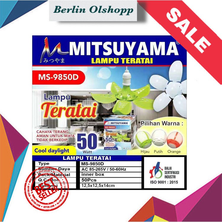 Lampu LED MITSUYAMA 50W &quot;bohlam Model teratai MS-9850D Sangat terang