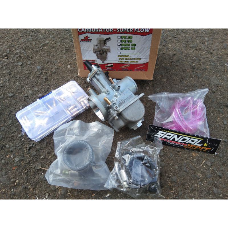 KARBURATOR PWK 28 BRT CARBU PWK 28 BRT KARBU BRT 28 BONUS MAINJET PILOT JET JARUM SKEP INTAKE RUBBER