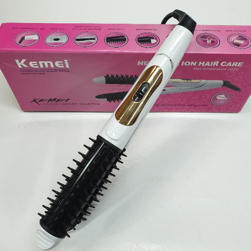 Alat catok rambut kemei sisir 2in1 lurus keriting km 6866