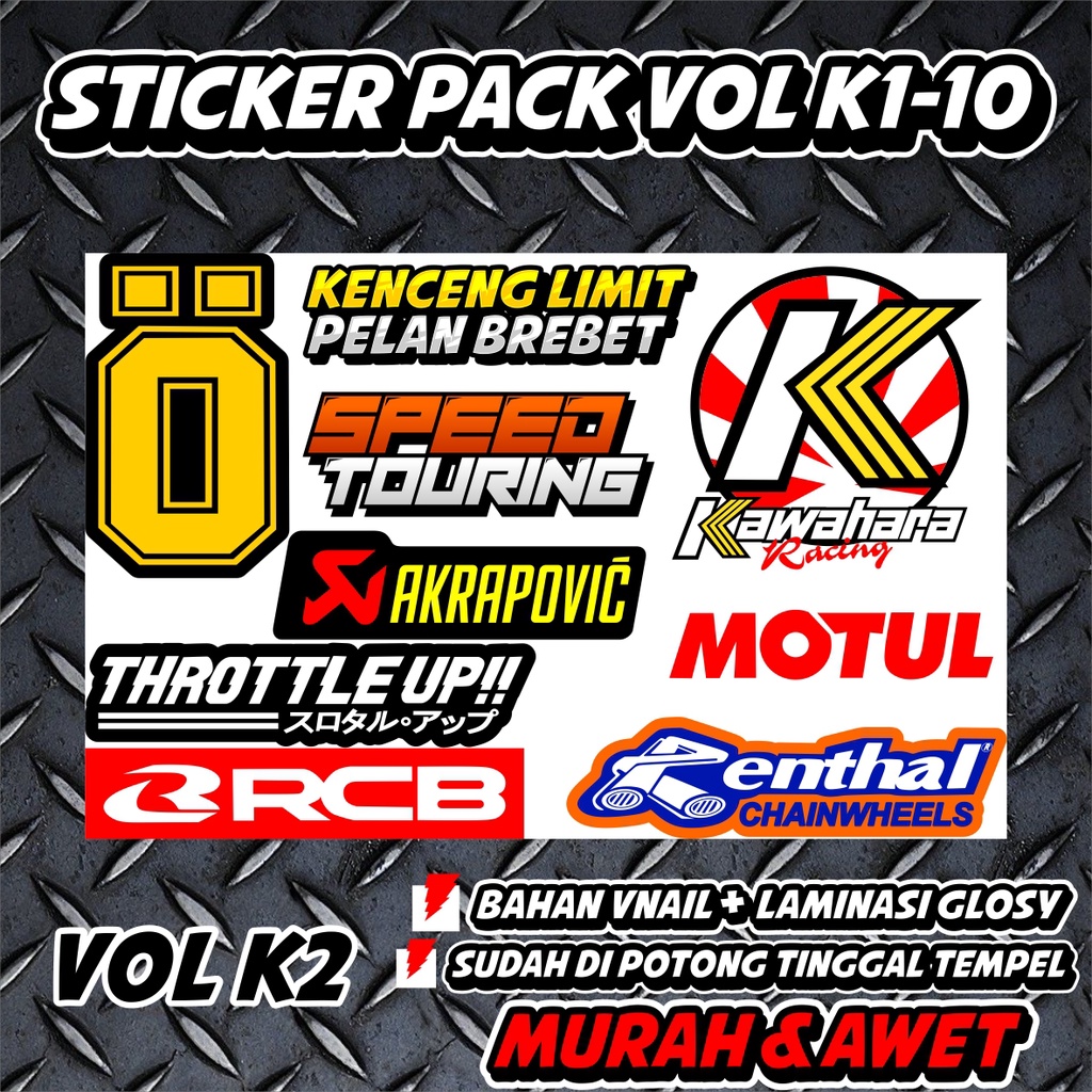 STICKER PACK RACING MOTOR BALAP MURAH LAMINASI GLOSY SUDAH CUTING TINGGAL TEMPEL