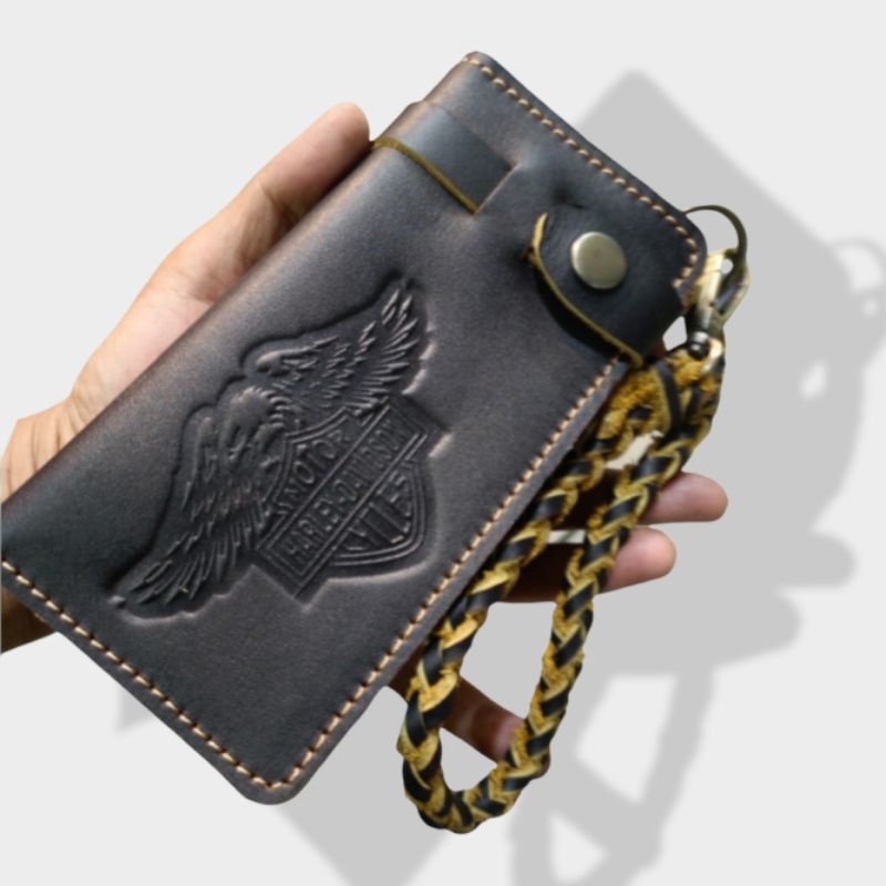 Dompet panjang kulit asli harley davidson - dompet biker - dompet panjang pria kulit