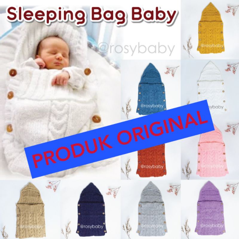 Sleeping Bag Rajut Selimut Bedong Bayi jaket rajut knit jacket Hoodie bedong lembut Muslin Nerf Selimut Rajut bayi Baby infant Sleeping bag rajut selimut rajut bedong lembut nyaman dipakai bayi