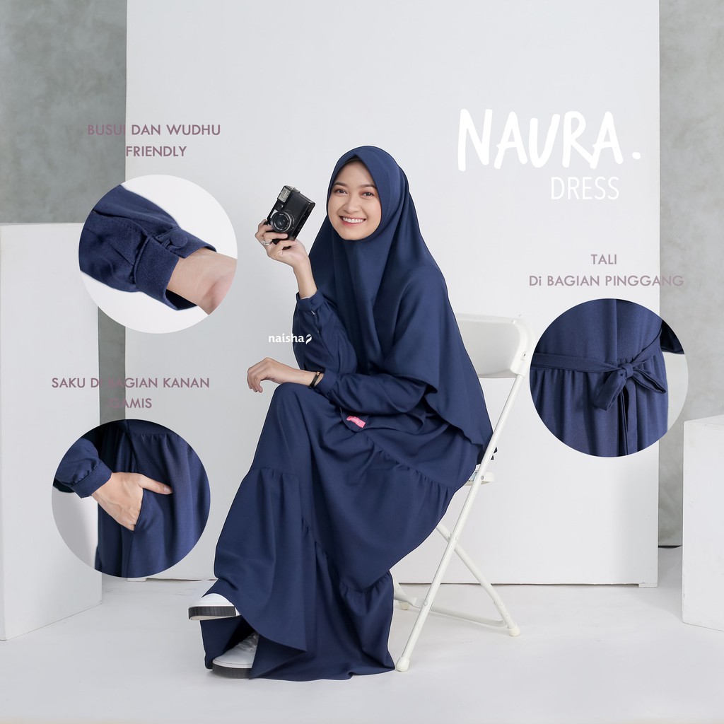 Naura Dress / Gamis Syari / Dress Muslimah / Gamis Polos Bahan Quenn Strech / Gamis Remaja