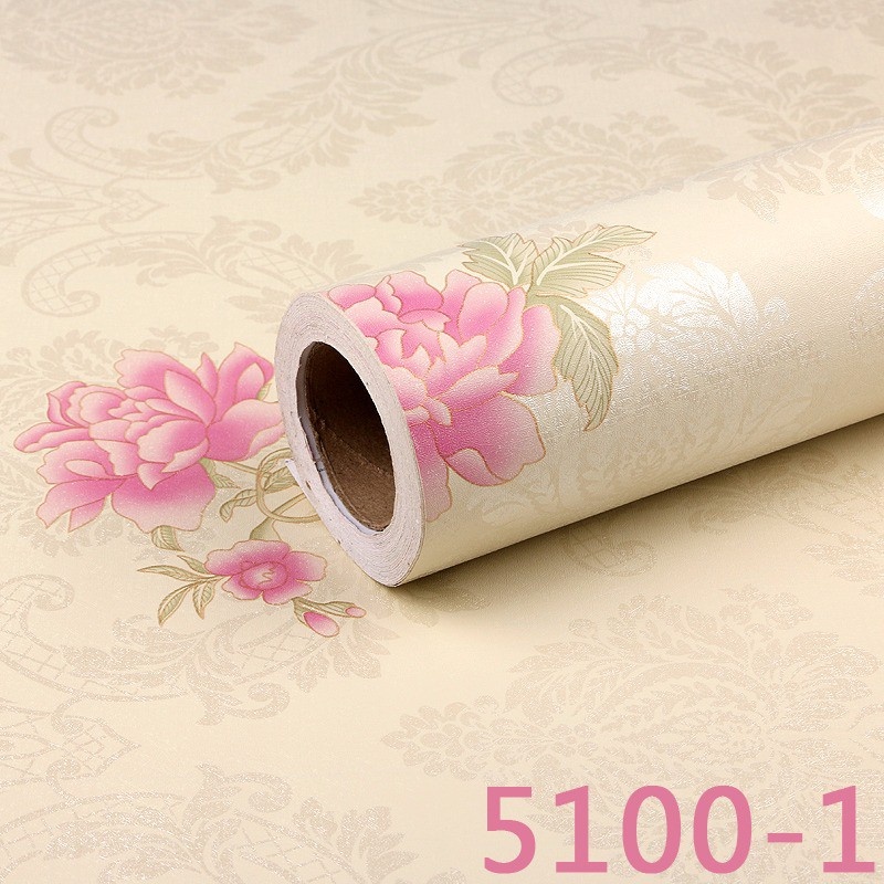 Wallpaper Sticker Dinding Mawar Pink uk 45cm x 10m