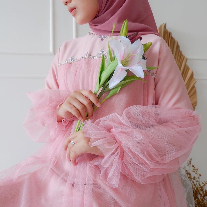 [ORI] Shandrina Tile Dress ld 110 Tile Full Keliling Full Furing Brukat Jumbo/Dress Payet Maxy Mayung Lebar Kondangan Muslimah Lebaran