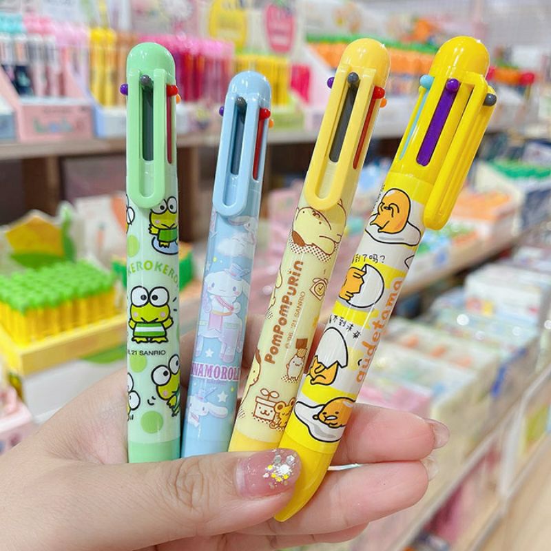 

Pen 6 Warna Sanrio Keroppi Gudetama Cinnamorol Purin Pulpen Alat Tulis Ballpoint Bolpen