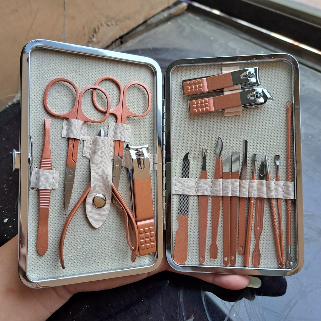 Manicure Set 18 in 1 ROSEGOLD Alat Perawatan Kuku set 18 in 1 16in1