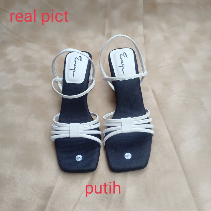 EMYE-Sandal Heels Tali Kecil Wanita Sendal Hak Tahu Wanita Slop Heels 5cm